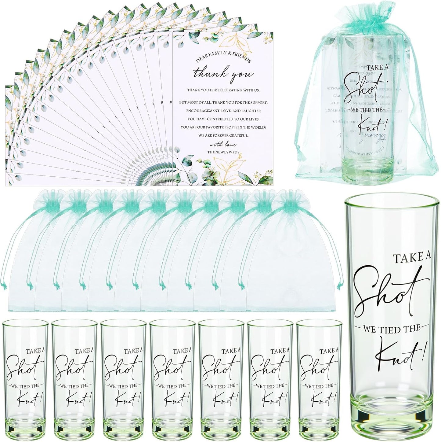 Sliner 50 Set Wedding Favors with Shot Glasses and Bags