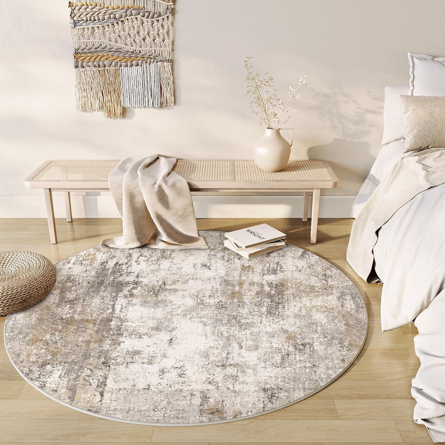 5x5 Washable Round Rug for Living Room and Bedroom Comfort