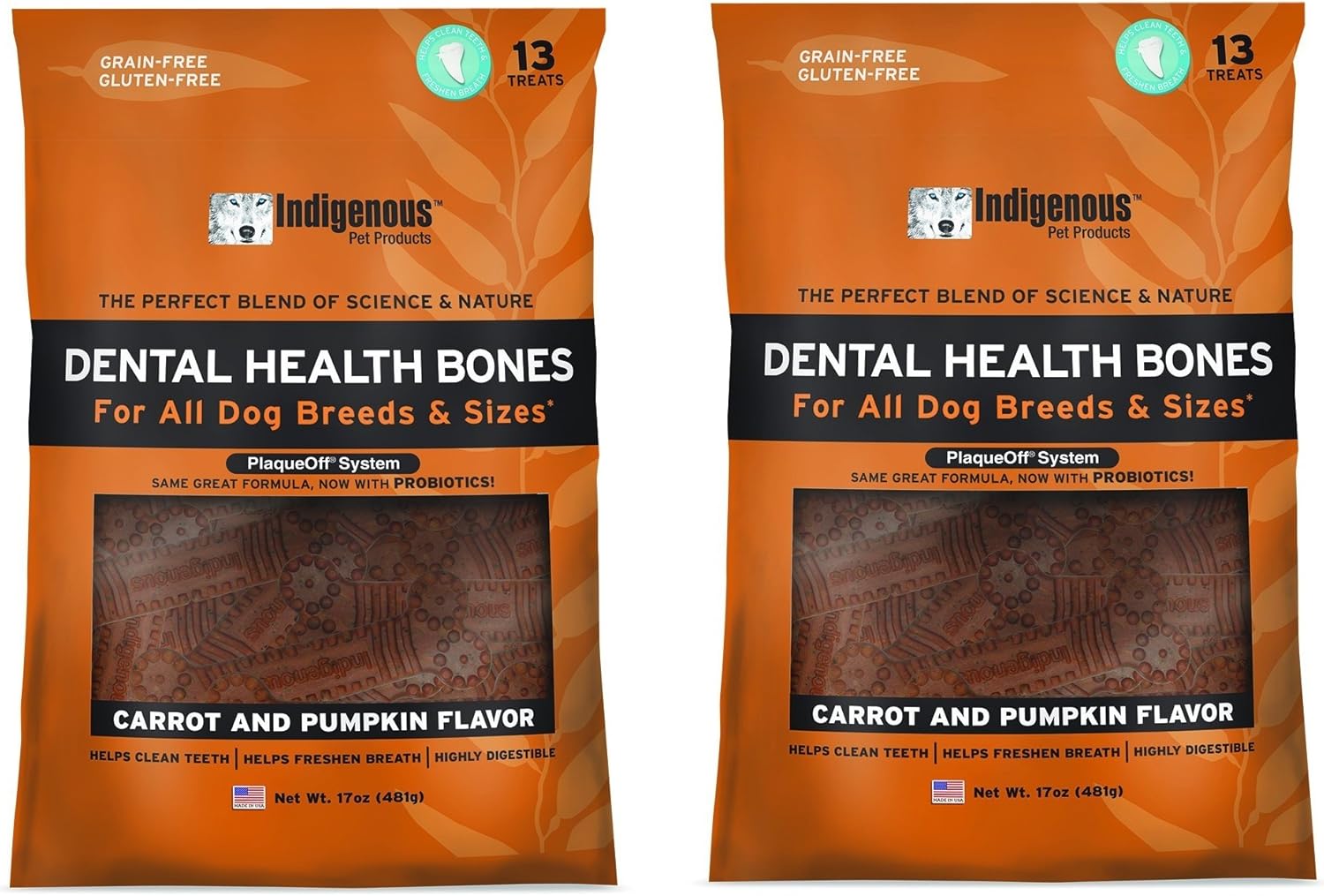Indigenous Dental Health Bones for Dogs - Carrot & Pumpkin Flavor