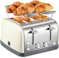Toaster 4 Slice Cream Extra Wide Slots - Dual Control, Bagel Function