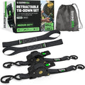 Retractable Ratchet Straps 1 in x 10 ft 2-Pack - Self Retracting Tie