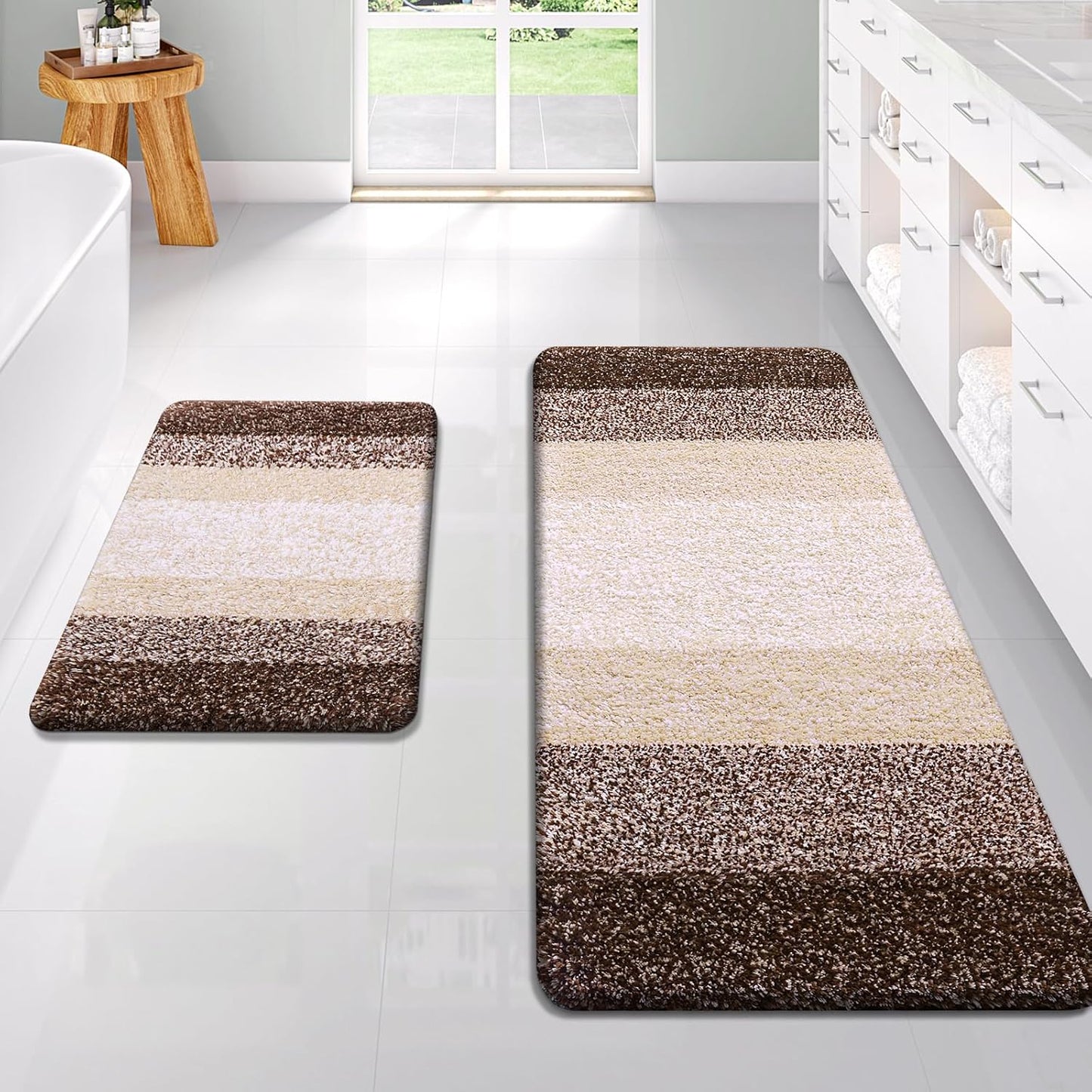 OLANLY Bathroom Rug Set - Soft Absorbent Microfiber Mats