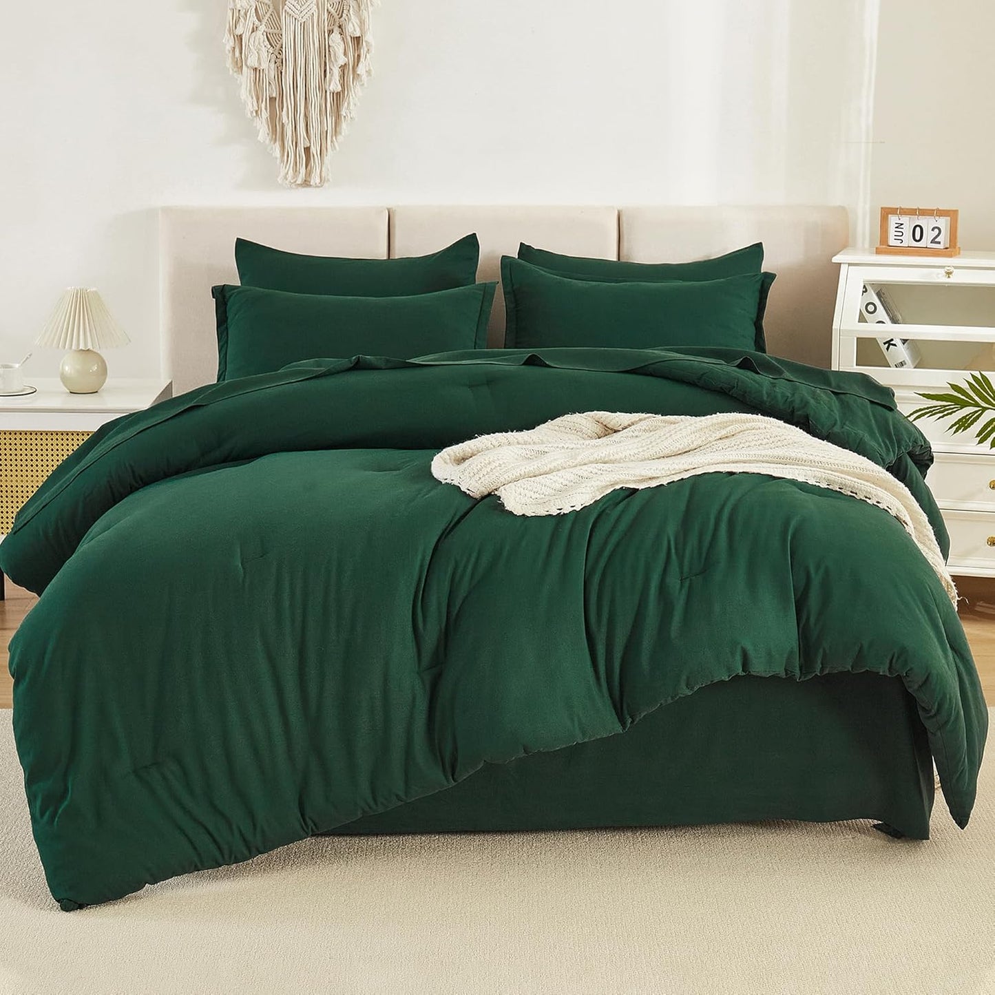 Litanika Super King Comforter Sets in Emerald Green - 7 Pieces