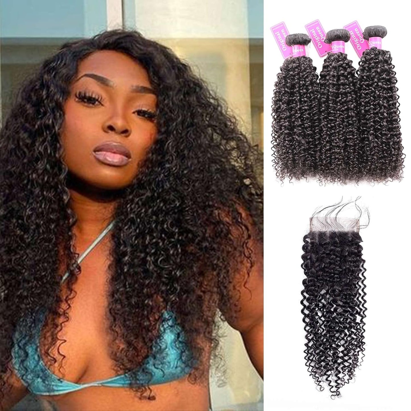 Original Queen 100% Brazilian Kinky Curly Hair Weave Bundles