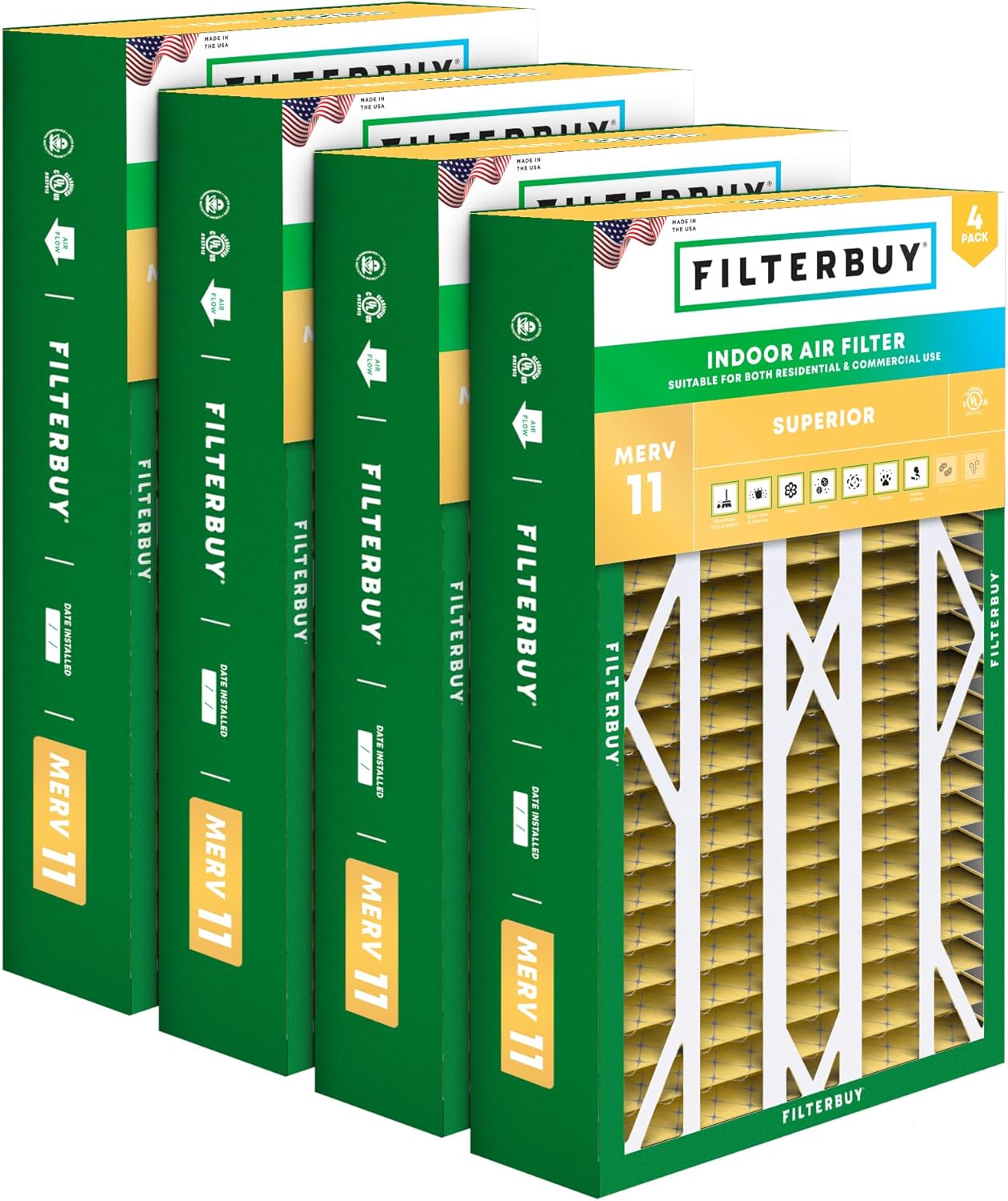 Filterbuy 16x26x5 Air Filter MERV 11 for Allergen Defense