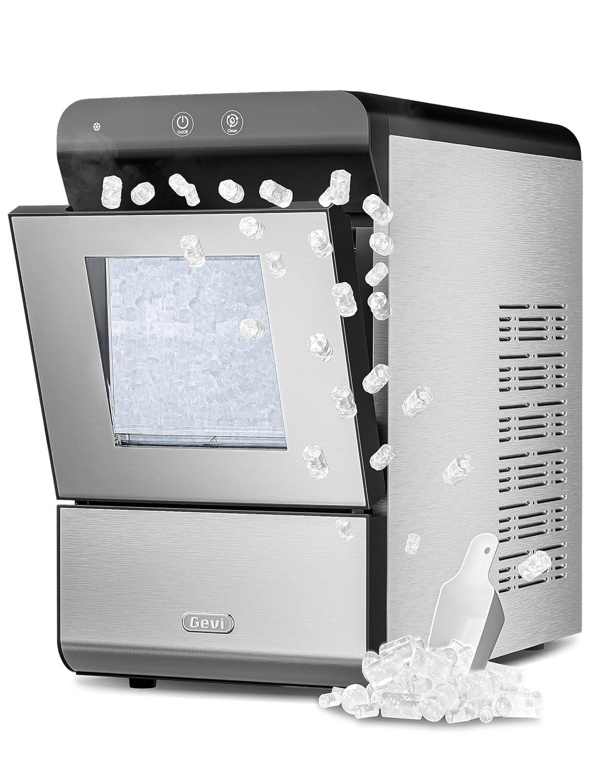 Gevi V2.0 Nugget Ice Maker | Self-Cleaning | Stainless Steel | Compact Design