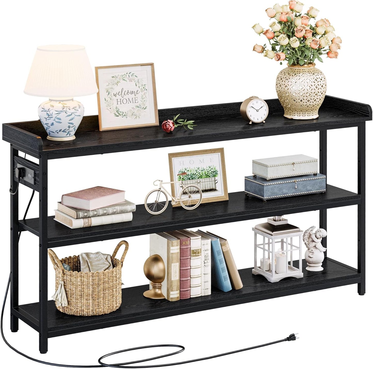 IRONCK Console Table with Power Outlet for Living Room Use