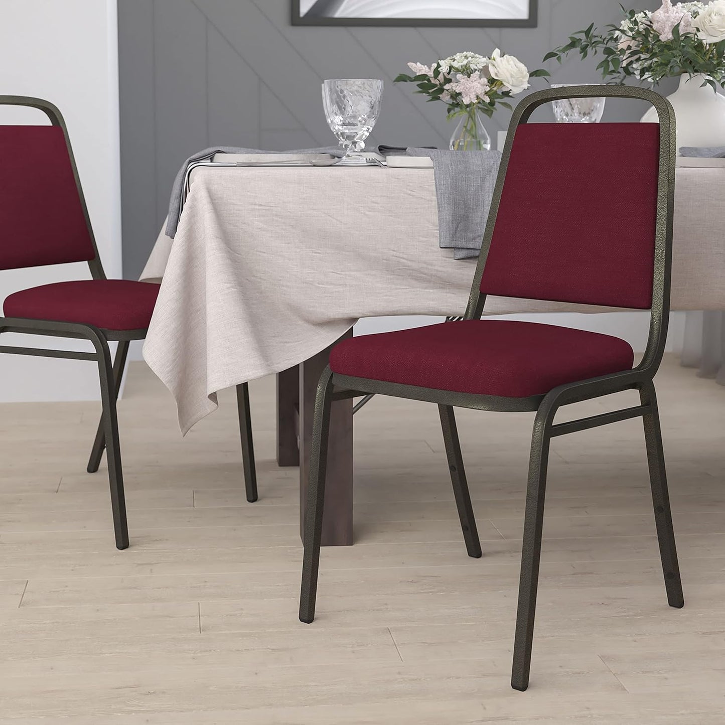 Trapezoidal Back Fabric Upholstered Stackable Banquet Chair