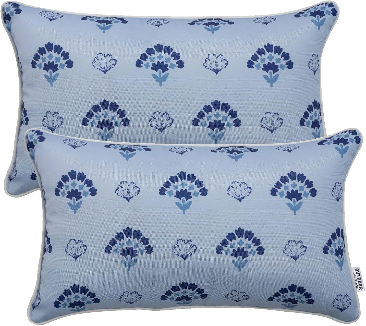 Pack of 2 Waterproof Outdoor Lumbar Pillows for Patio Use