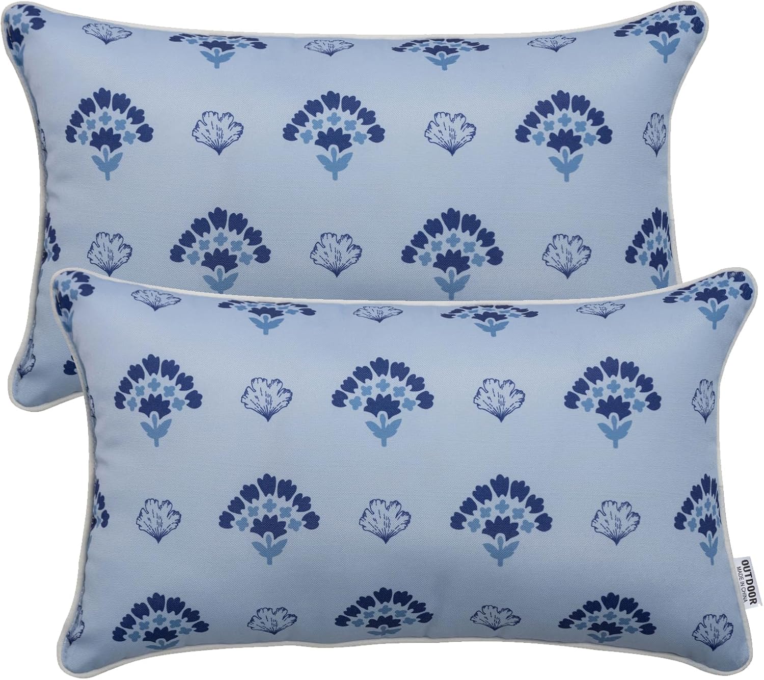 Pack of 2 Waterproof Outdoor Lumbar Pillows for Patio Use