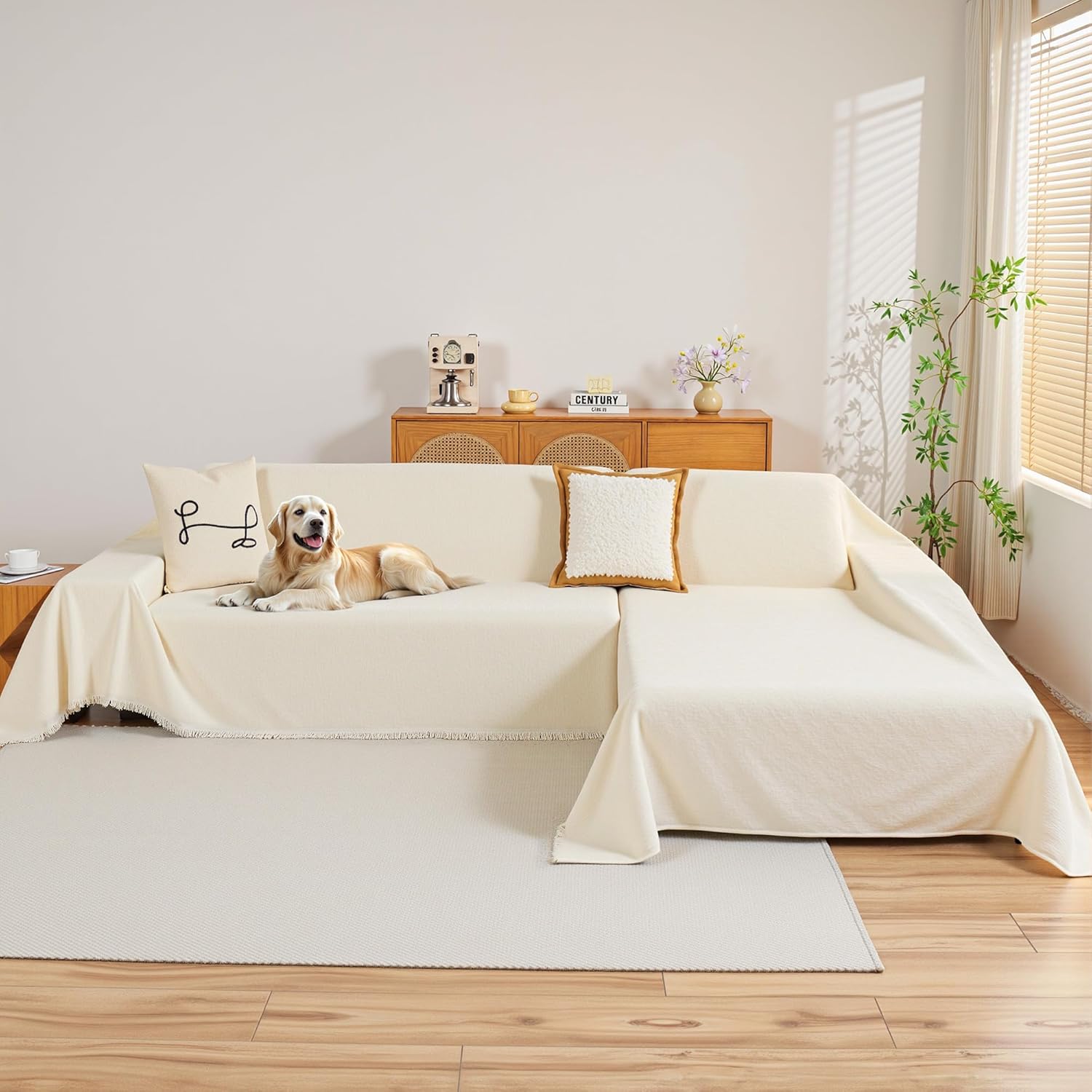 MYSKY HOME Chenille Couch Cover for Sectional Sofa Protection