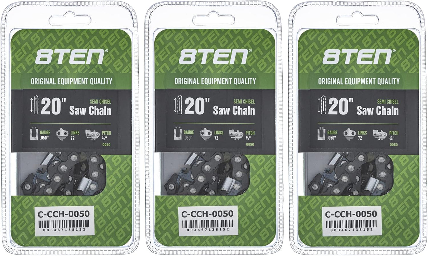 8TEN Semi Chisel Chainsaw Chain 20 Inch for Husqvarna and Stihl