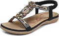 Bohemian Beaded Open Toe Sandals for Women - Comfortable Flats