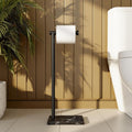 Natural Marble Toilet Paper Holder Stand - Matte Black, Comfort Height