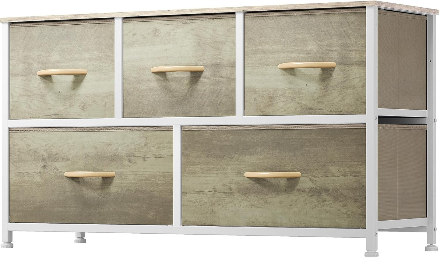 DWVO Wide Chest of Drawers with 5 Drawers for Storage