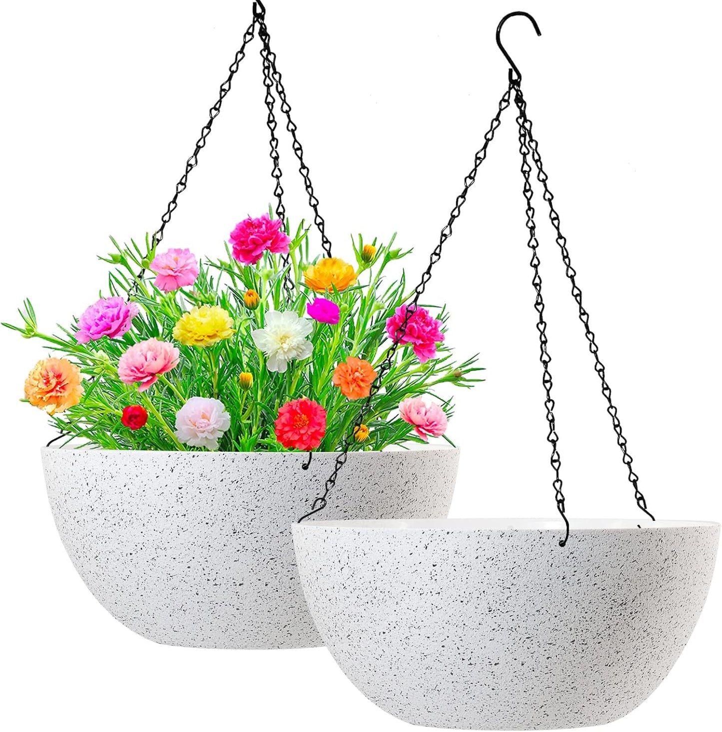 Large Hanging Planters for Indoor Outdoor Plants - 13 inch Set