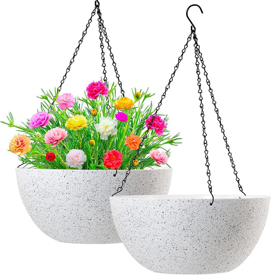 Large Hanging Planters for Indoor Outdoor Plants - 13 inch Set