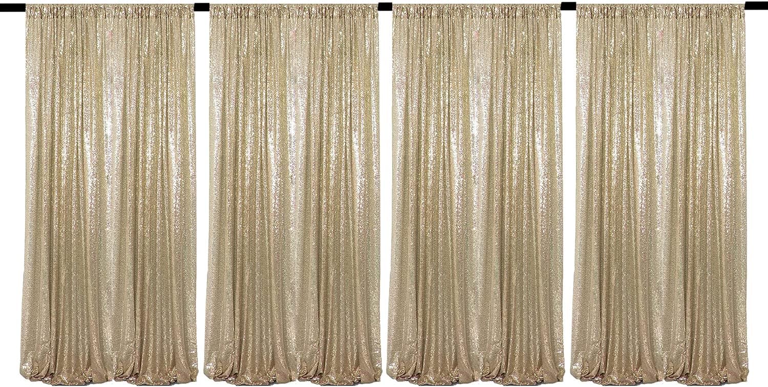 Champagne Sequin Backdrop Curtains for Stunning Party Decor