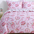 Viviland Kids Twin Bedding Set for Girls - Soft Pink Dessert Design