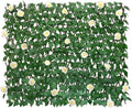 White Rose Expandable Faux Ivy Privacy Fence Panel - Adjustable Screen