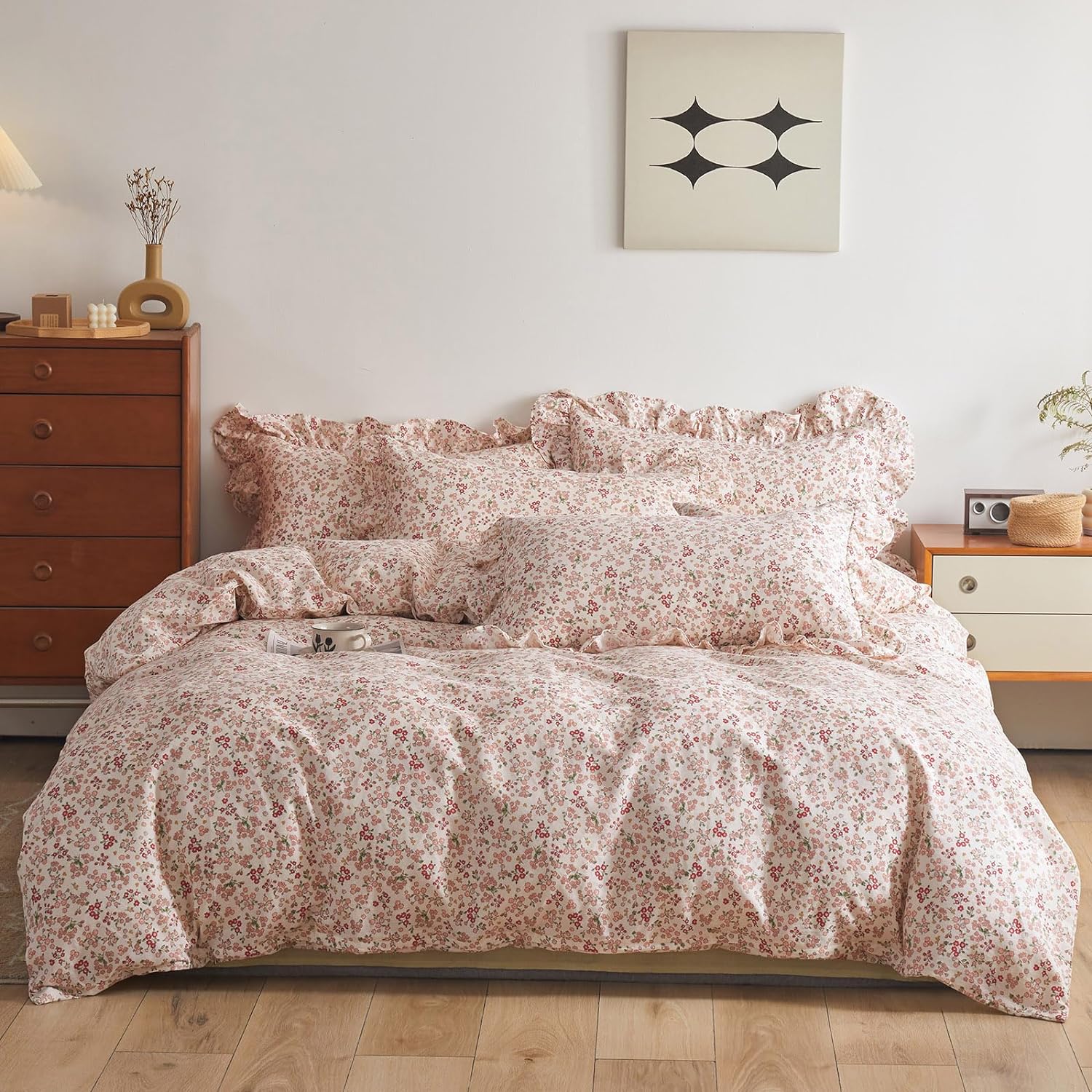 VM VOUGEMARKET Girls Duvet Cover with Elegant Floral Design