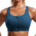 CRZ YOGA Womens Zip Front High Impact Sports Bra - Supportive Fit mesh