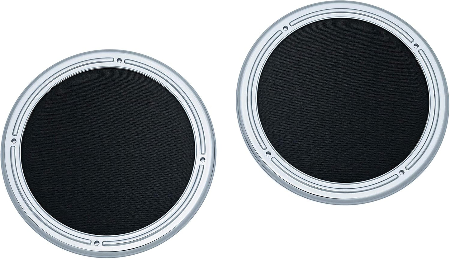 Kuryakyn 7376 Chrome Rear Speaker Accents for Harley Bikes