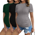 Ekouaer Womens Maternity Shirts 3-Pack Crew Neck Tees - Soft, Stretchy