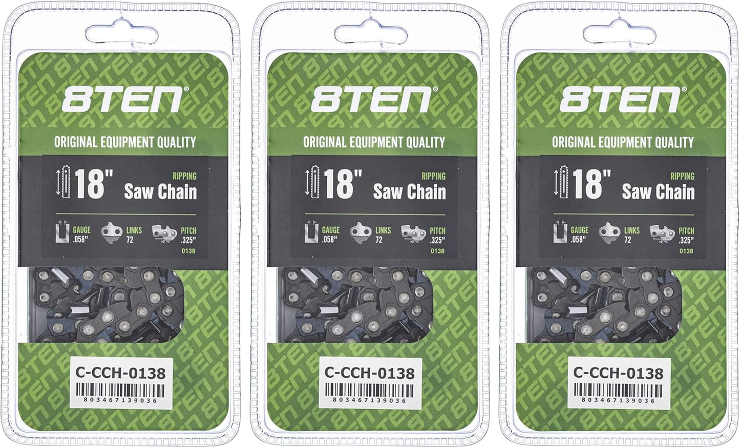 8TEN Ripping Chainsaw Chain 18 Inch for Husqvarna and More