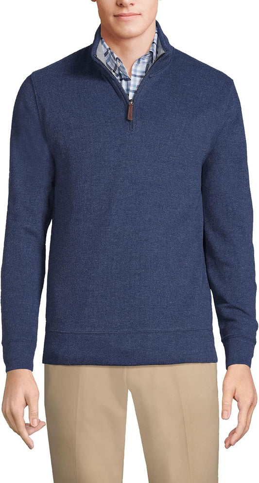 Lands' End Bedford Rib Quarter Zip Sweater for Men Comfort