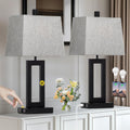 Touch Control Table Lamp Set of 2 - Modern Black Bedside Lamps