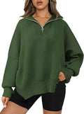LILLUSORY Oversized Zipper Collared Tunic Sweater - Cozy Everyday