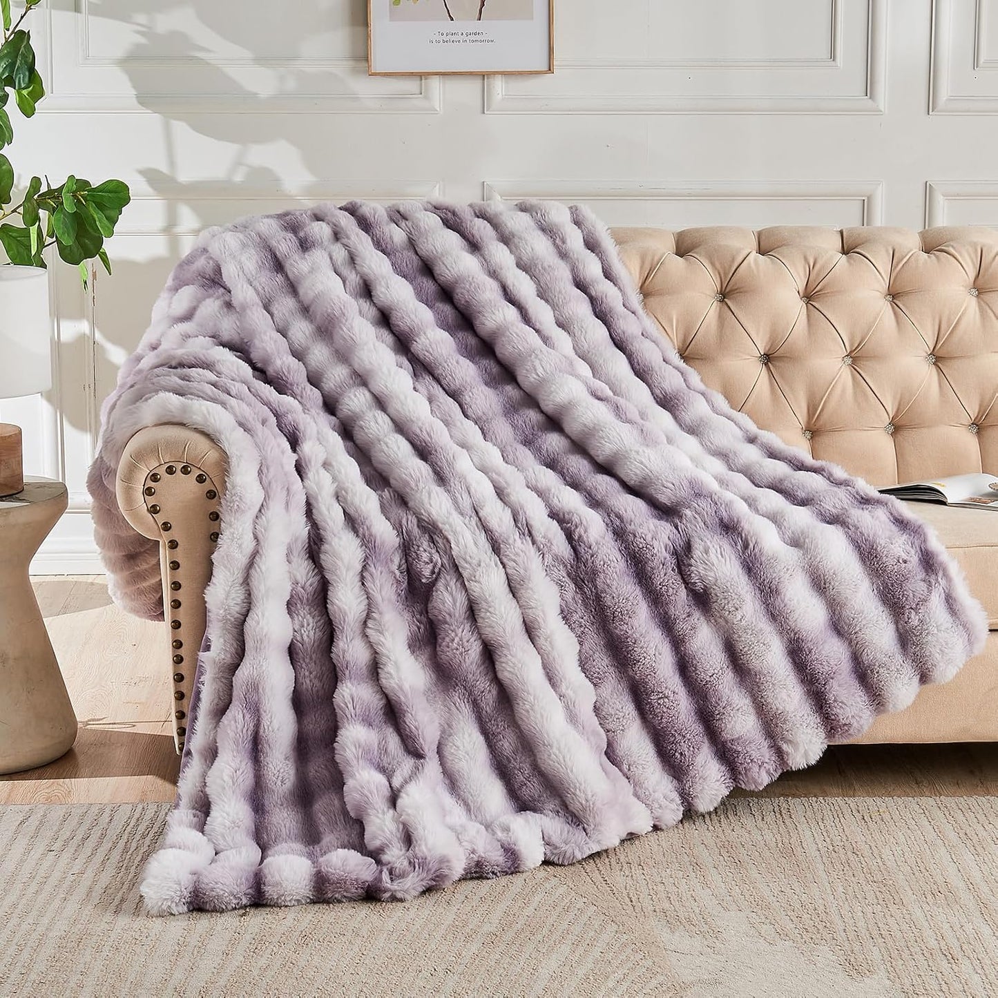 Lotus Karen Faux Fur Throw Blanket for Cozy Comfort and Style