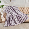 Faux Fur Throw Blanket Tie-Dye Purple - Cozy Bubble Rabbit Fluff