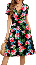 WEACZZY Women's Summer V-Neck Floral Dress with Pockets (Style Q846)