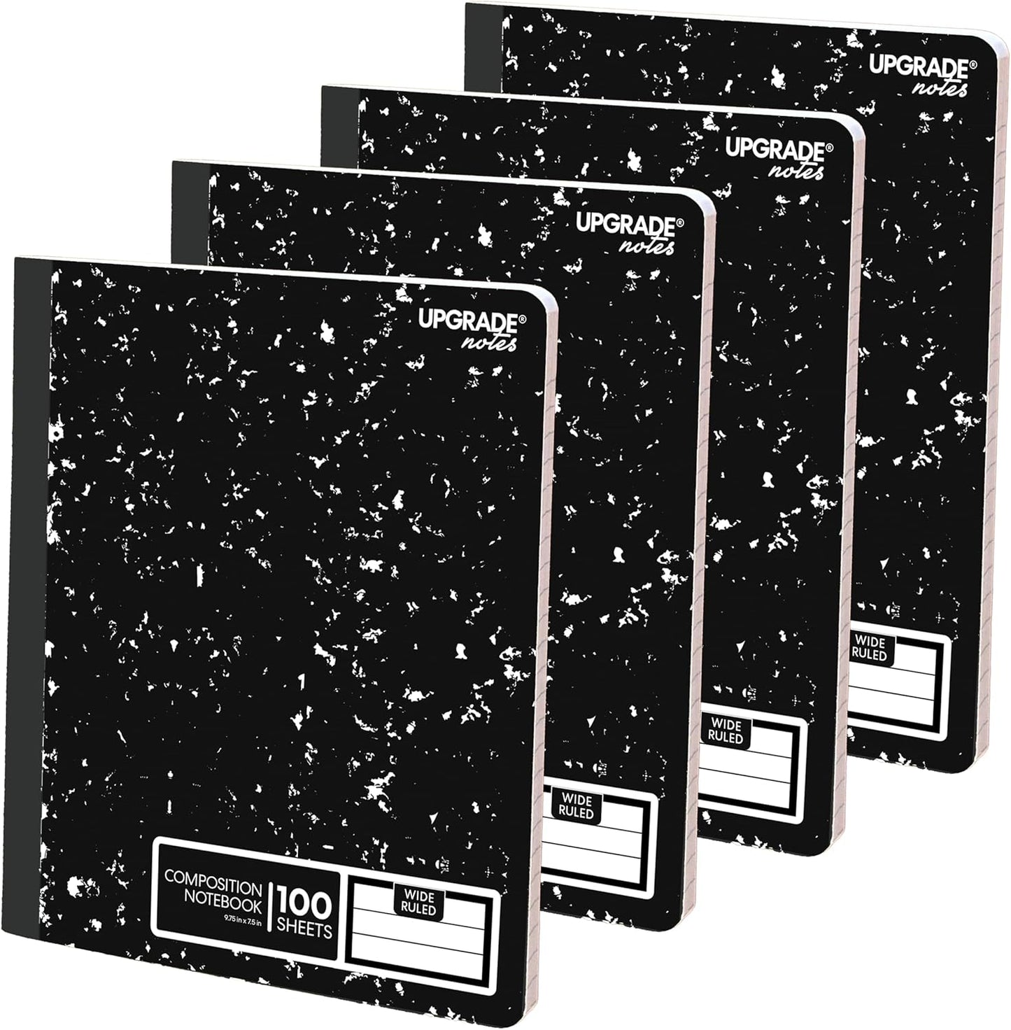 Ink Resistant Wide-Ruled Marble Composition Notebooks, 4-Pack