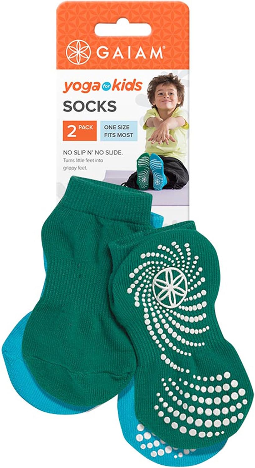 Gaiam Kids Yoga Socks - Non-Slip Grip, 2 Pack