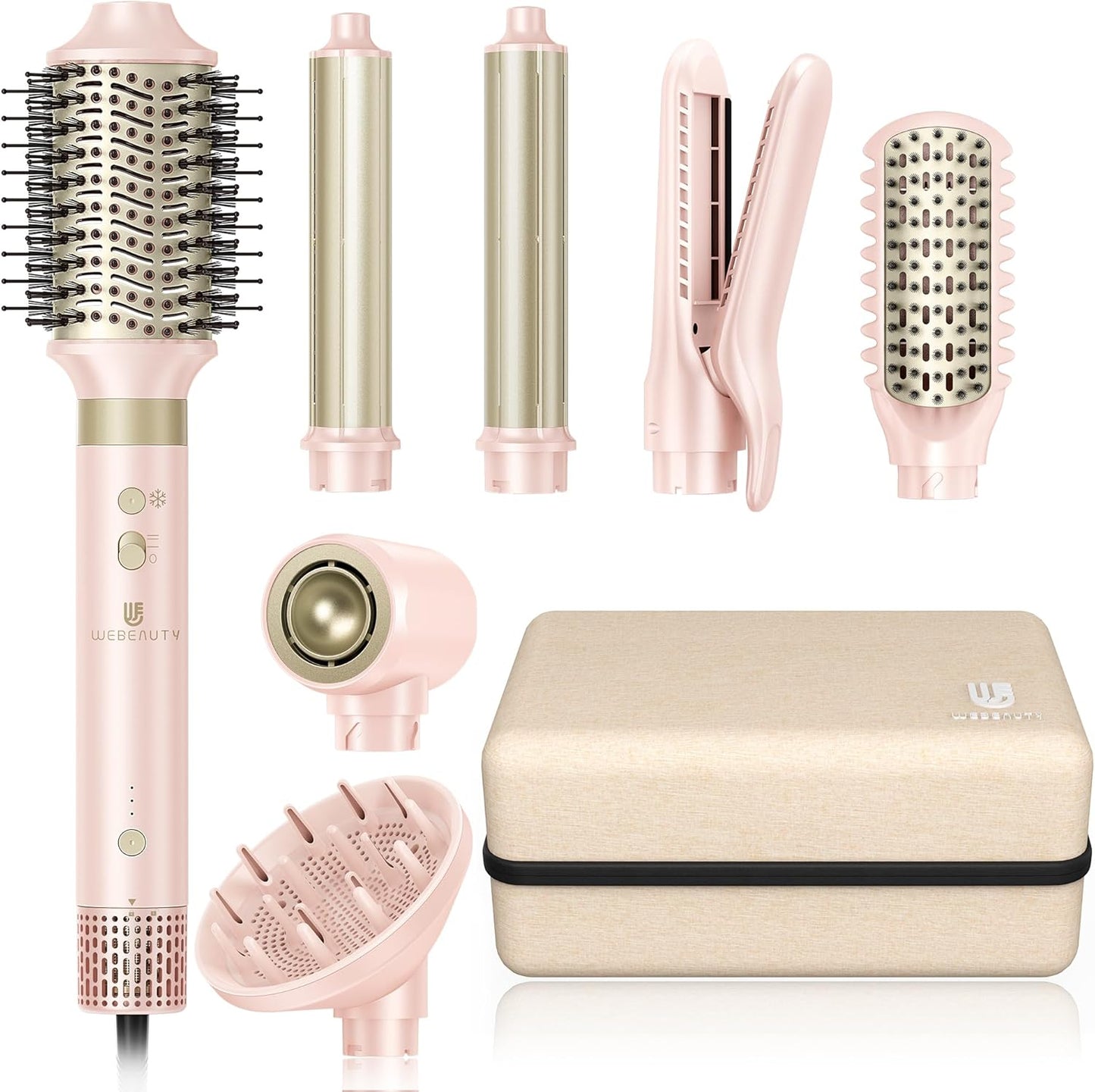 Hair Dryer Brush 8-in-1 Dual Voltage Hot Air Styler for All