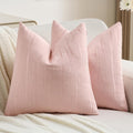 Pink Chenille Decorative Throw Pillow Covers 24x24 in - Soft Textured