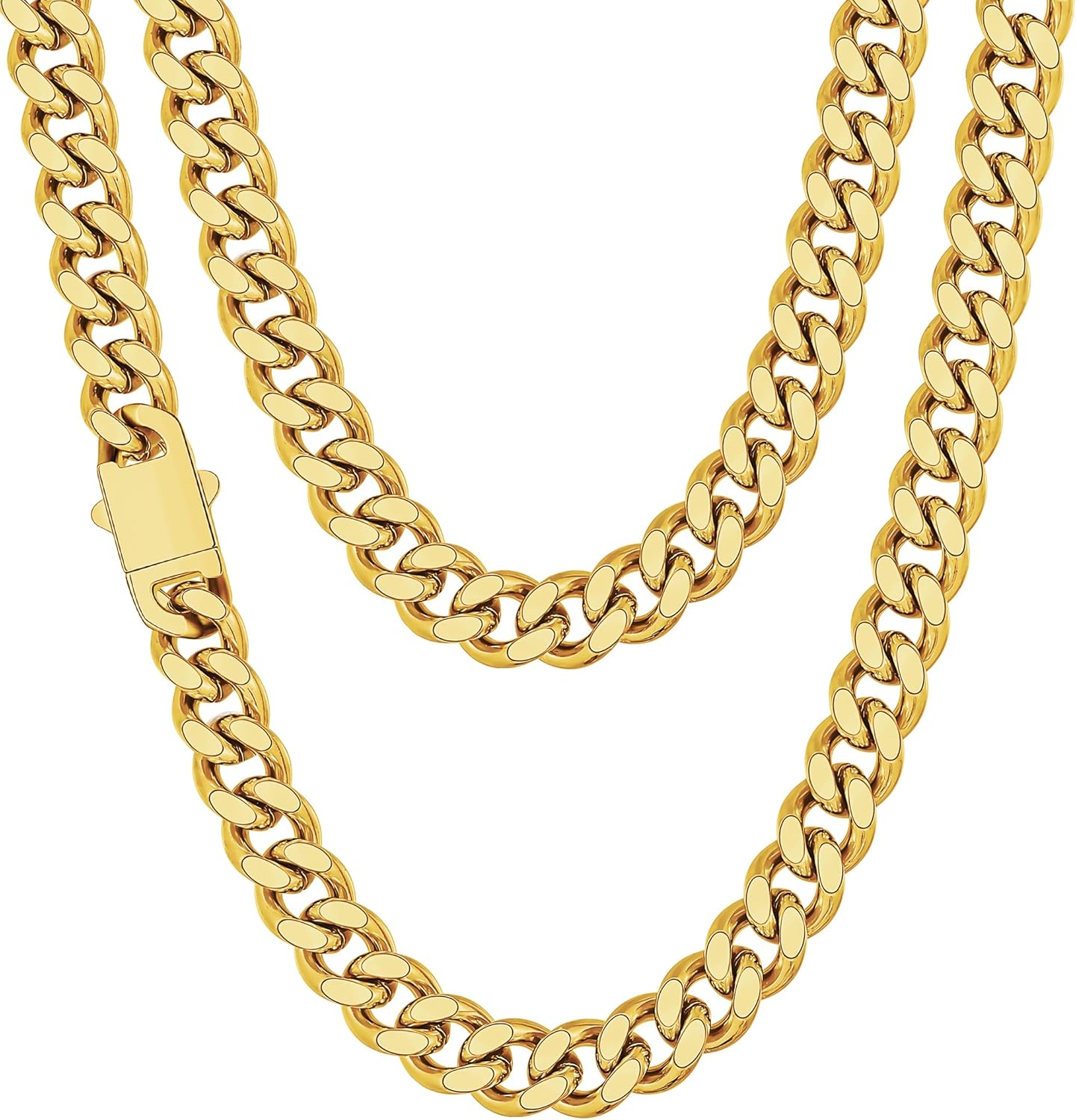 Fiusem Silver Tone Cuban Link Chain Necklace for Men, 18-28 in