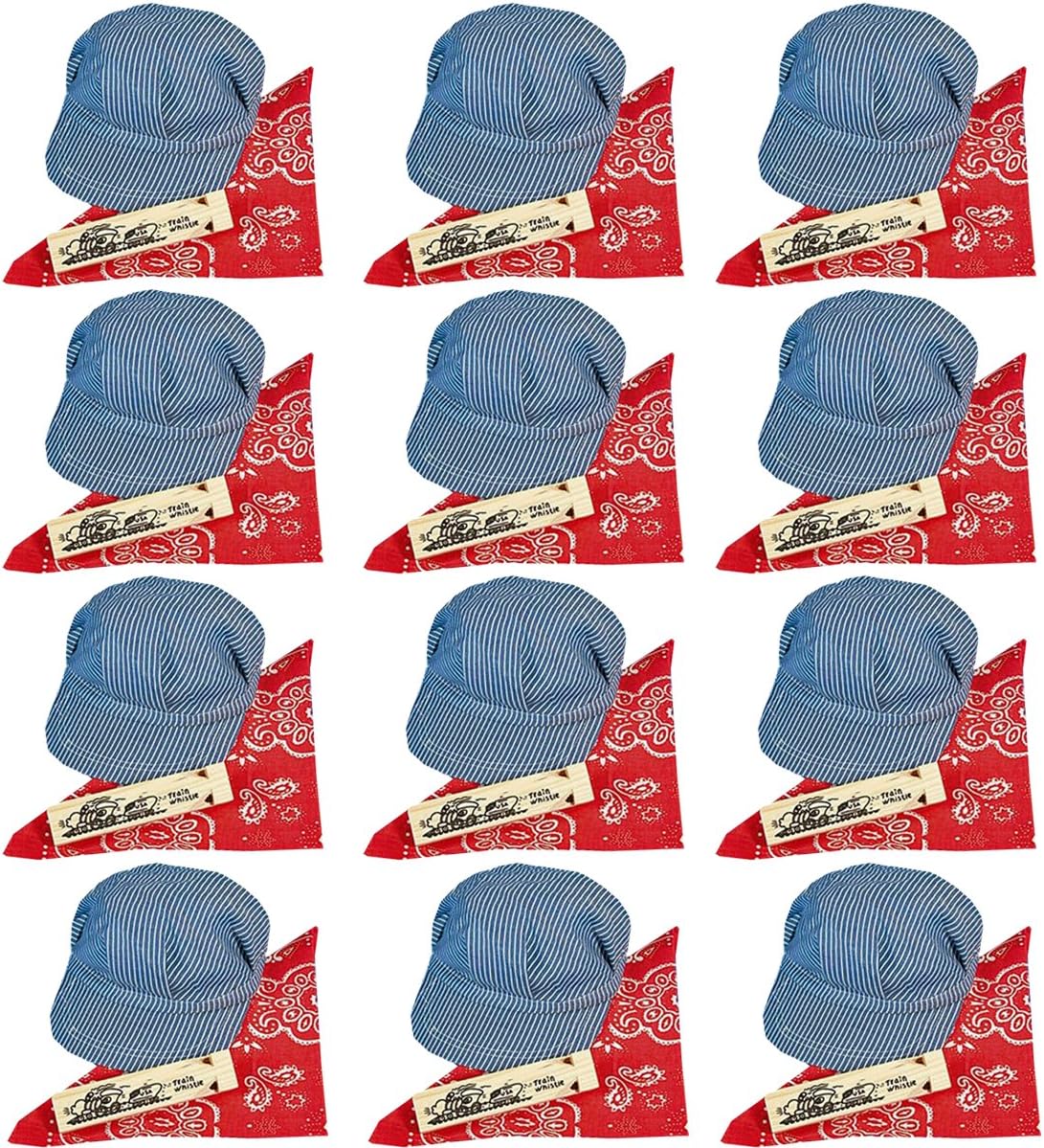 Train Conductor Hat Dress Up Kit for Kids with Whistle & Bandana