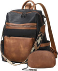 Leather Backpack Purse for Women - Convertible Faux Leather Work Bag