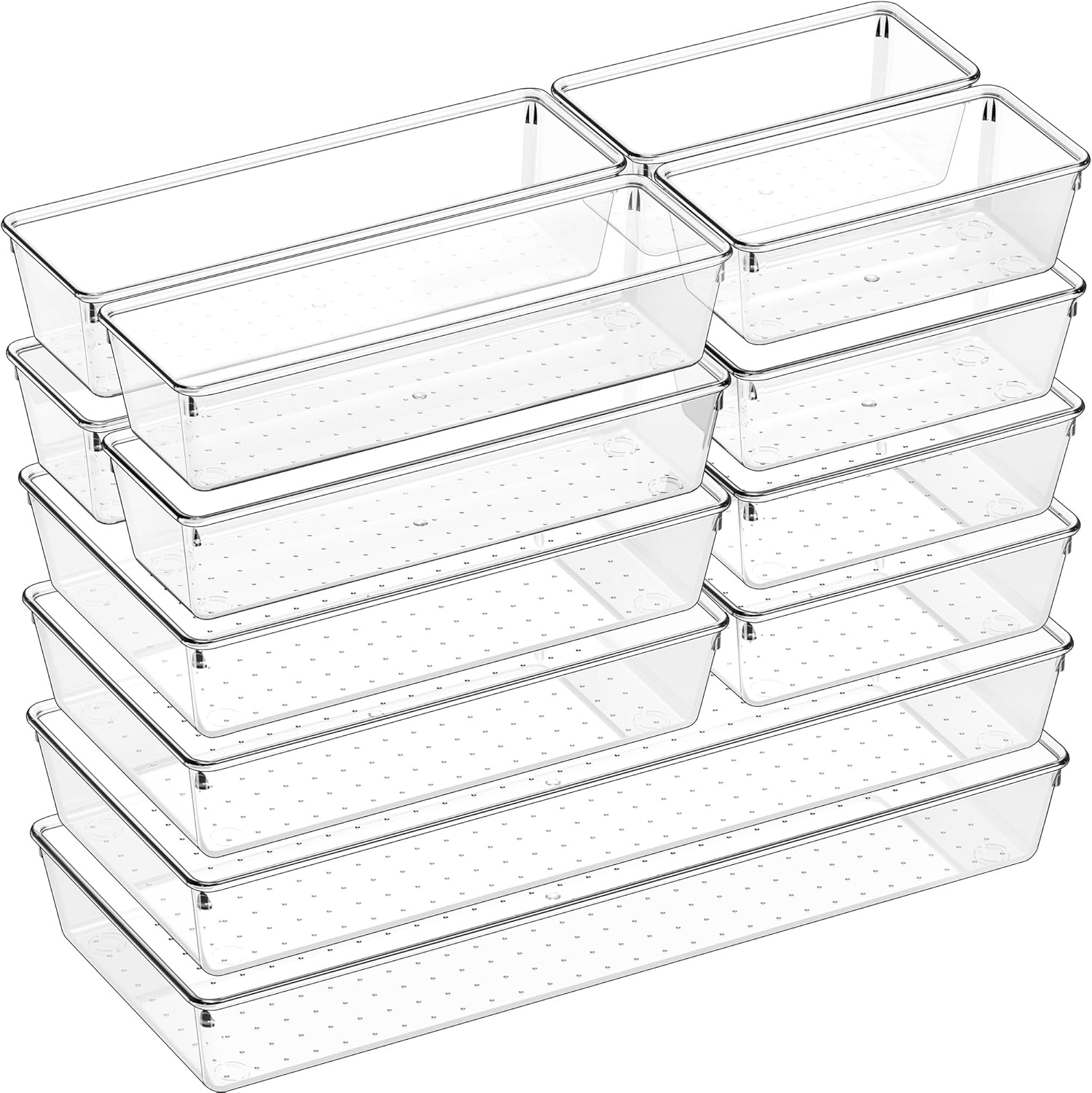 Clear Plastic Drawer Organizer Set - 5 Large Versatile Trays