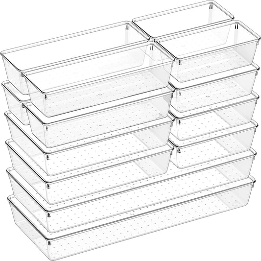 Clear Plastic Drawer Organizer Set - 5 Large Versatile Trays