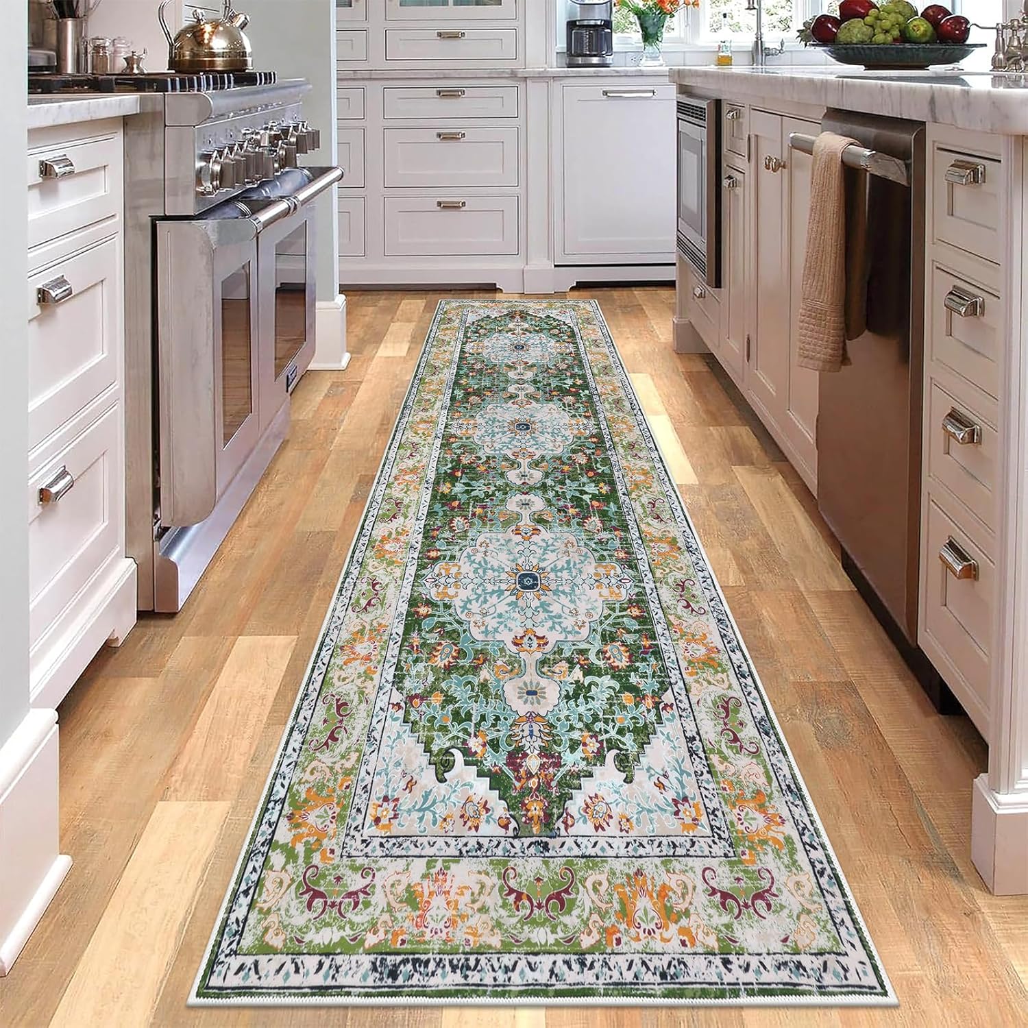 Boho Hallway Runner Rug 2.6ft x 8ft Non Slip Vintage Carpet