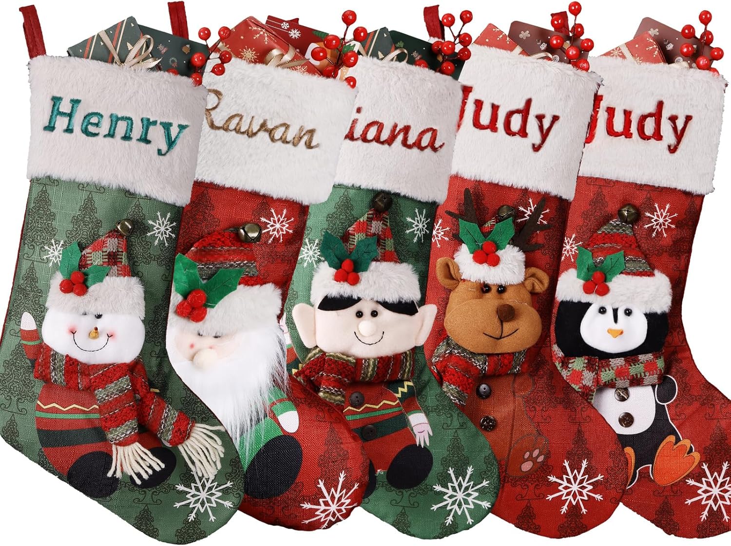 Personalized Christmas Stockings - Custom Embroidered 3-Pack