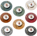 PU Leather Round Placemats Set of 8, 15 in Cowhide Pattern - Durable