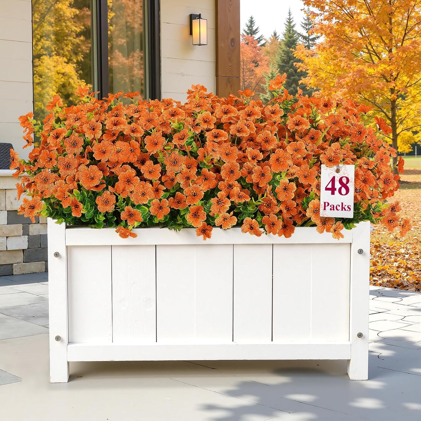 48 Bundles Artificial Fall Flowers for Outdoor Decoration
