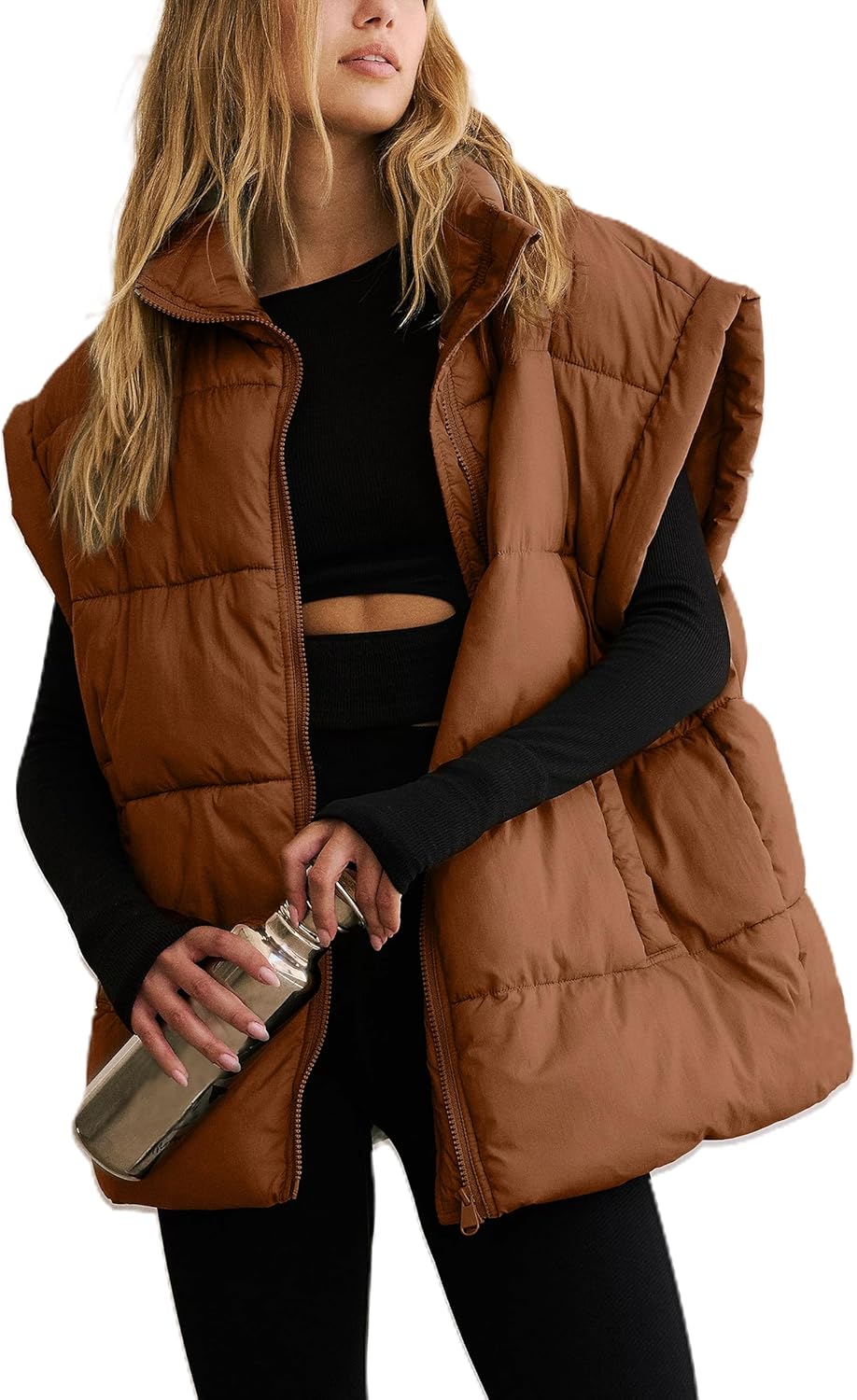 APAFES Women Winter Oversized Puffer Vest for Stylish Warmth