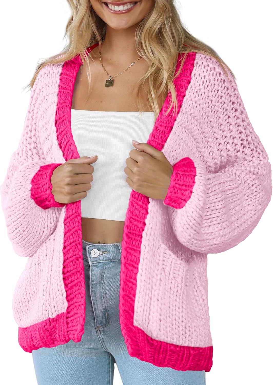 Women's Cardigan Soft Pocketed Long Sleeves Casual Sweater